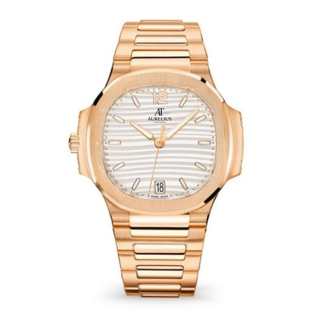 Annual Calendar 38 – White Dial | Rose Gold Tone Case & Brown Leather Strap